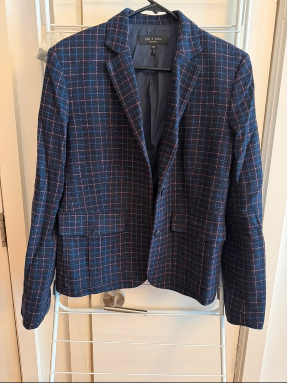 rag & bone Navy Plaid Blazer